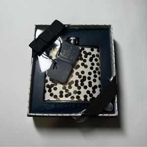 NEW Dabney Lee Flask 6 oz Gold Polka Dot White Stainless Steel